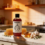 Momesso Garlic Honey with honeycomb and garlic