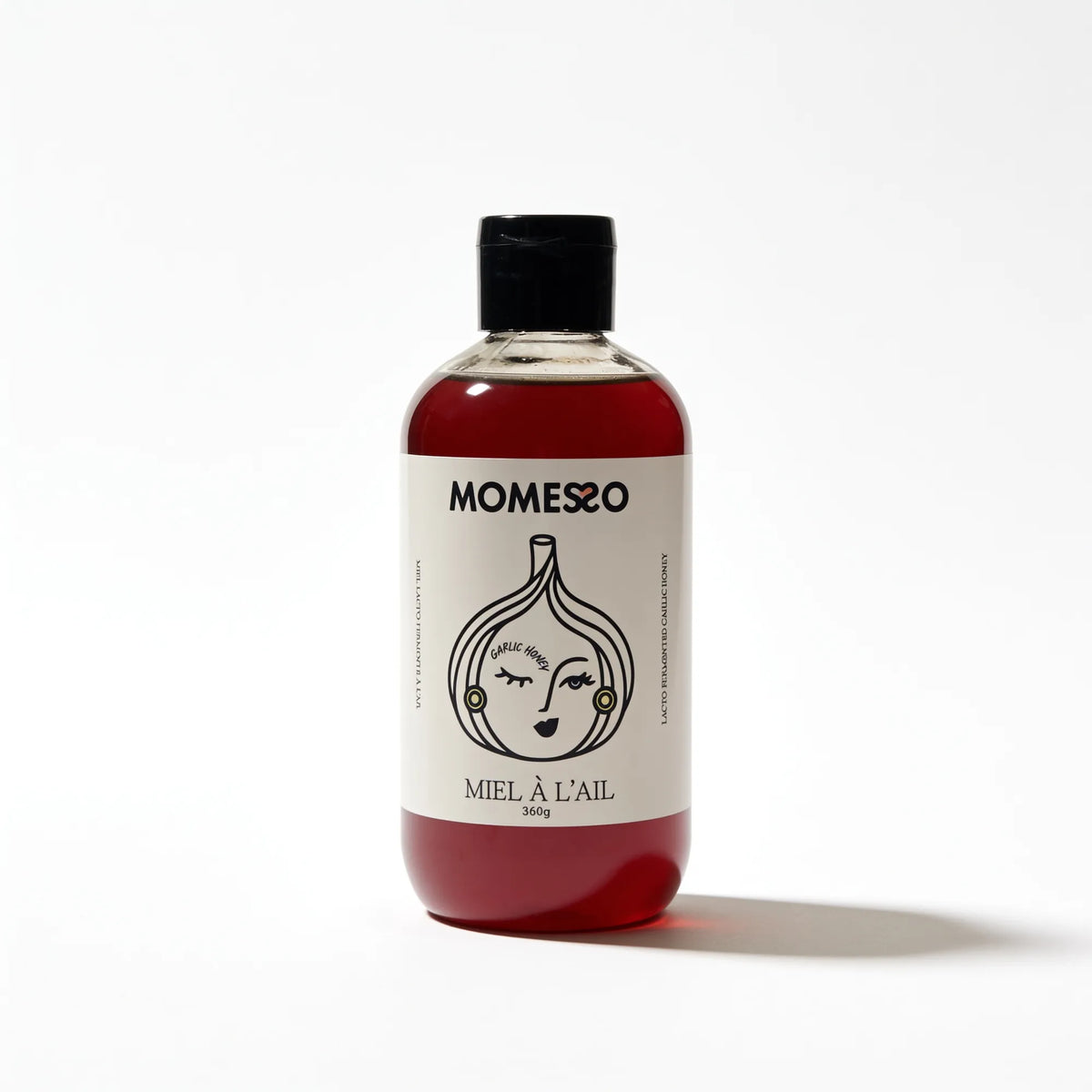 Momesso Garlic Honey / Miel à l'ail bottle, front label