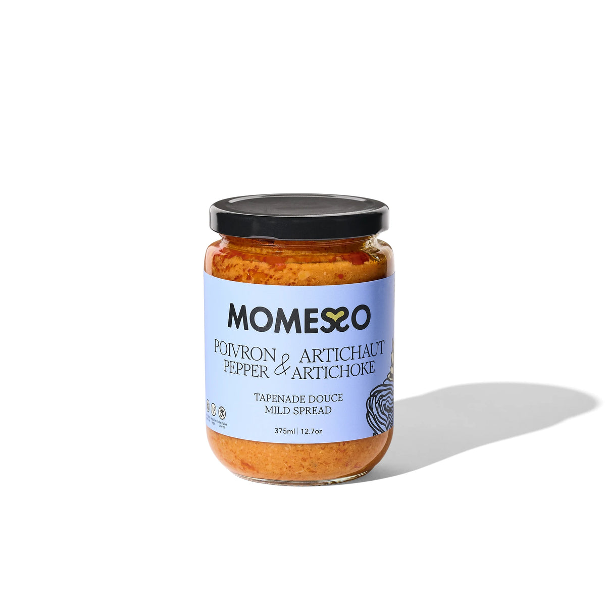 Momesso Pepper & Artichoke mild spread jar, front label