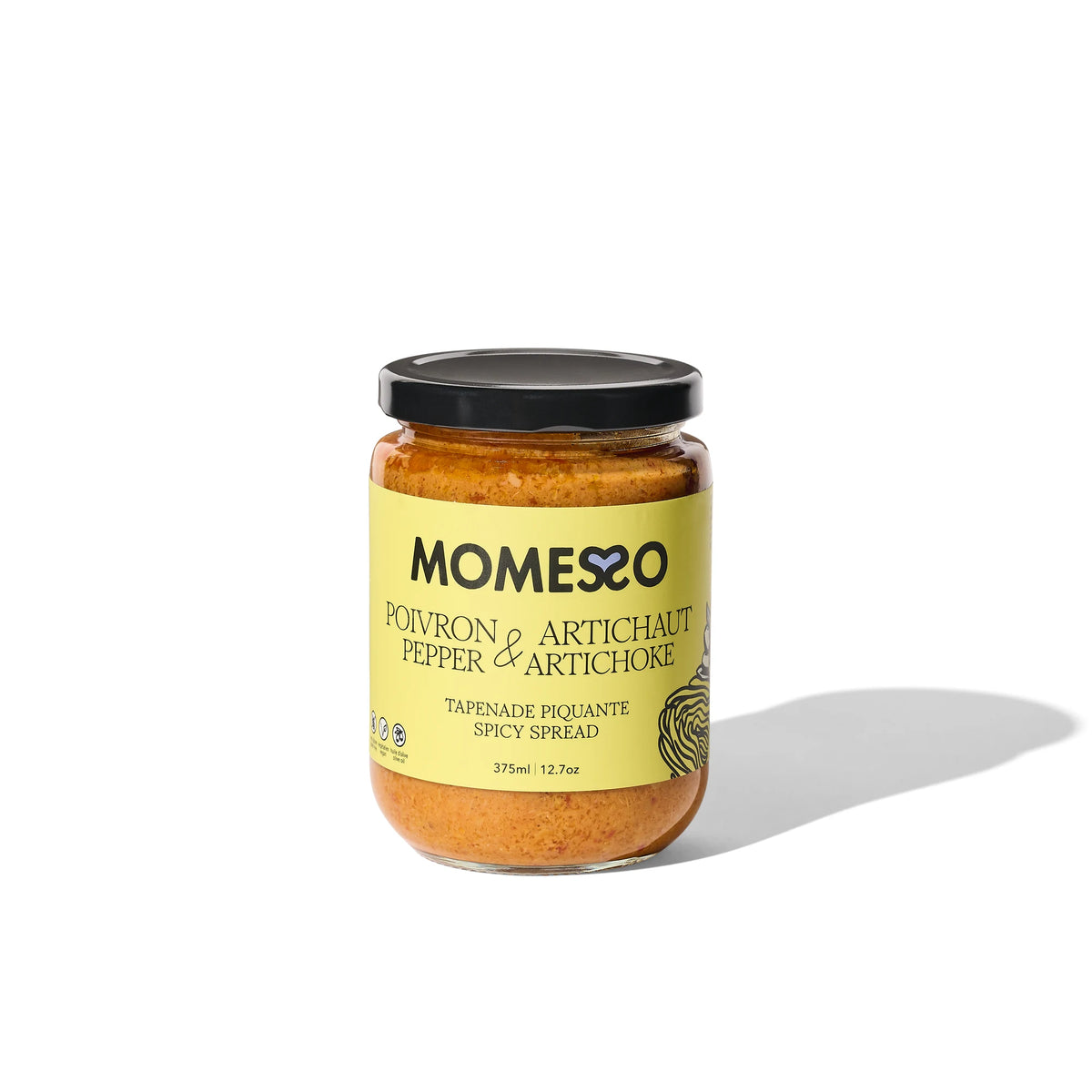 Momesso Pepper & Artichoke spicy spread jar, front label