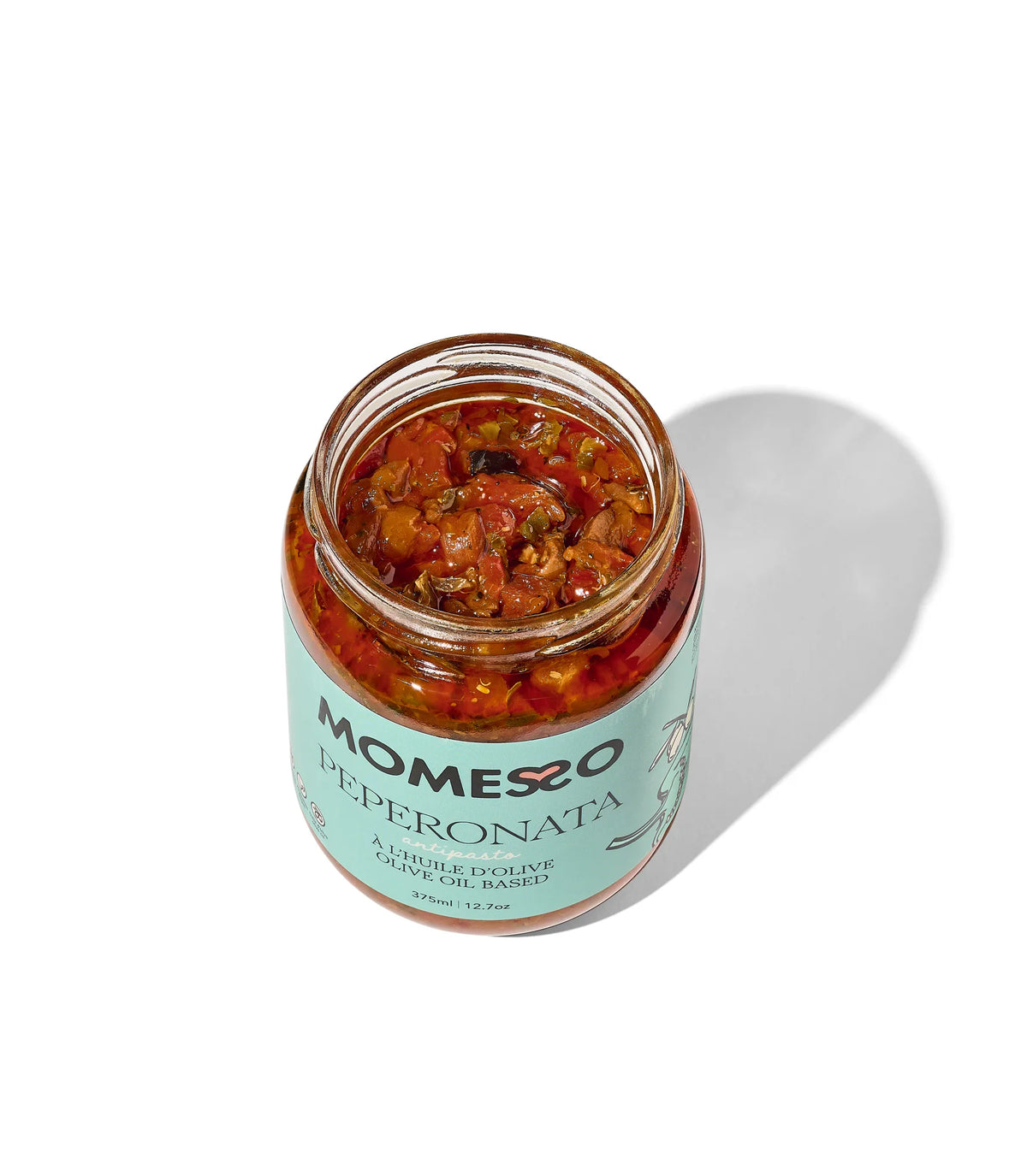 Momesso Peperonata antipasto jar, top-down product shot