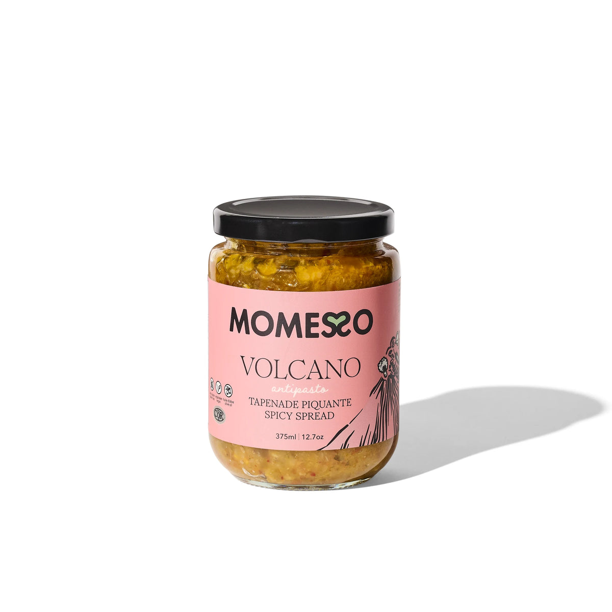 Momesso Volcano spicy tapenade spread jar, front label