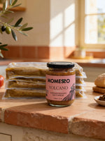 Momesso Volcano Spicy pack with a jar of Volcano Spicy spread